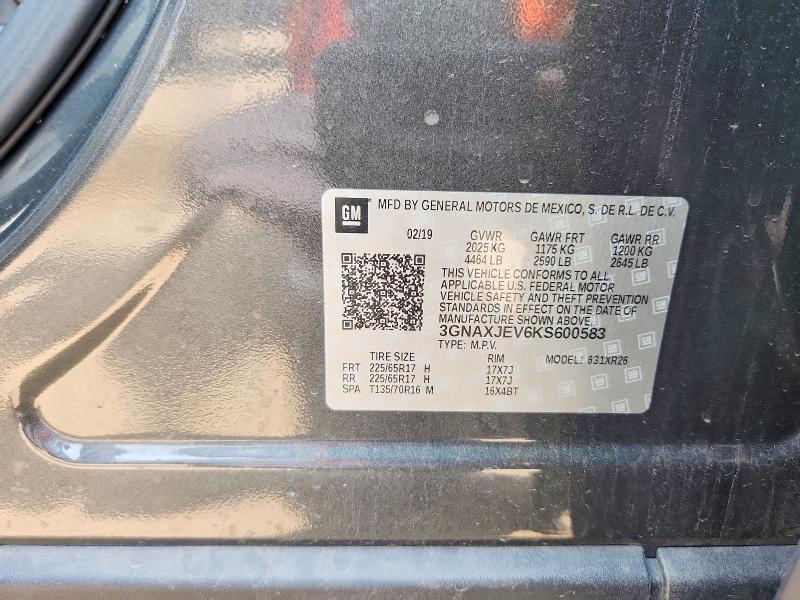 Продаж на аукціоні авто 2019 Chevrolet Equinox, vin: 3GNAXJEV6KS600583, номер лоту: 61441866
