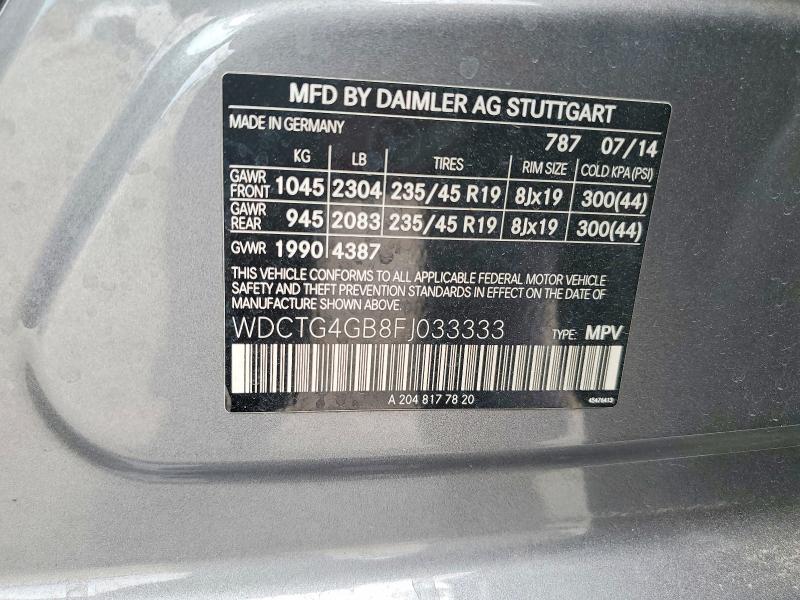 Продаж на аукціоні авто 2015 Mercedes-benz Gla, vin: WDCTG4GB8FJ033333, номер лоту: 61399446