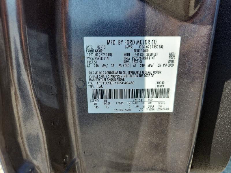 61936726 :رقم المزاد ، 1FTFX1EF1DKF40489 vin ، 2013 Ford F150 مزاد بيع