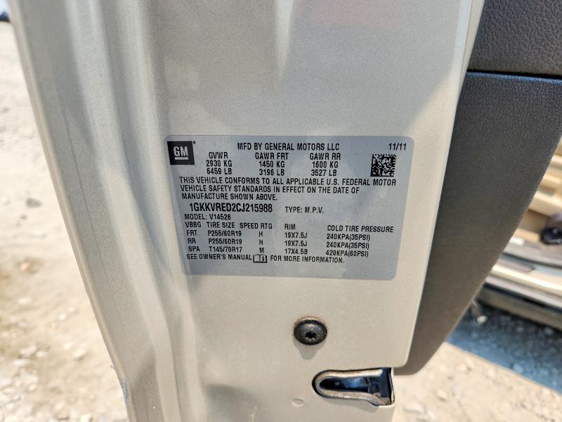 2012 Gmc Acadia მანქანა იყიდება აუქციონზე, vin: 1GKKVRED2CJ215988, აუქციონის ნომერი: 59315896