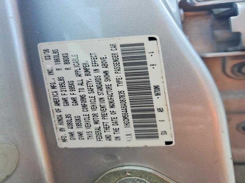 Aukcja sprzedaży 2006 Honda Accord, vin: 1HGCM56446A087835, numer aukcji: 63021056