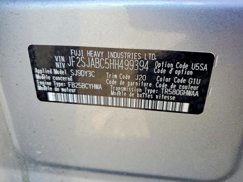 Продажа на аукционе авто 2017 Subaru Forester, vin: JF2SJABC5HH499394, номер лота: 60134336
