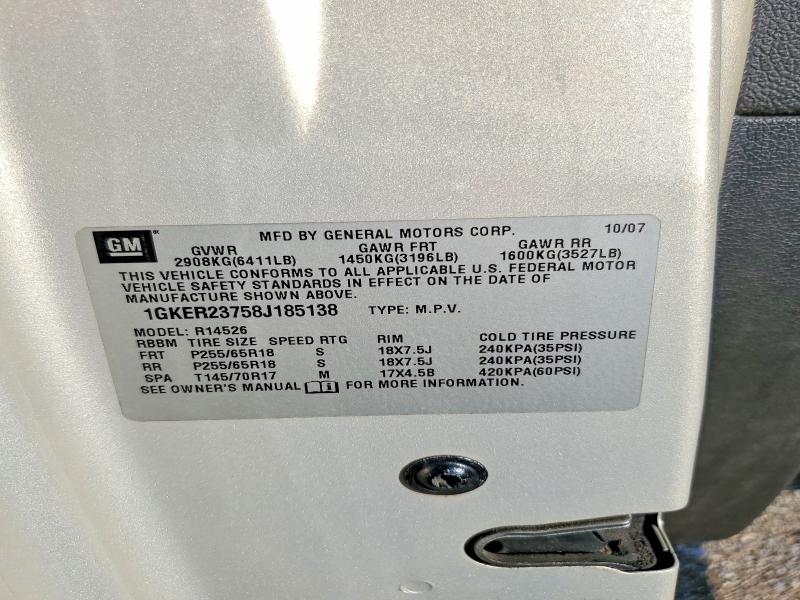 Aukcja sprzedaży 2008 Gmc Acadia, vin: 1GKER23758J185138, numer aukcji: 59552296