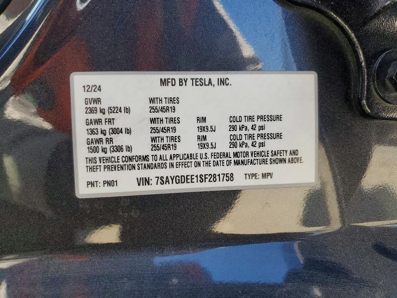Aukcja sprzedaży 2025 Tesla Model Y, vin: 7SAYGDEE1SF281758, numer aukcji: 61633346