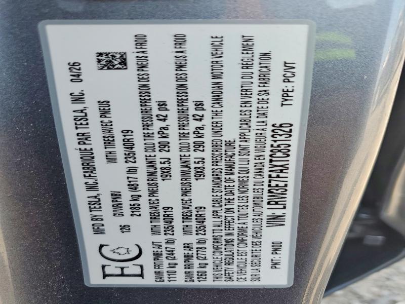 Продажа на аукционе авто 2026 Tesla Model 3, vin: LRW3E7FAXTC851326, номер лота: 61944446