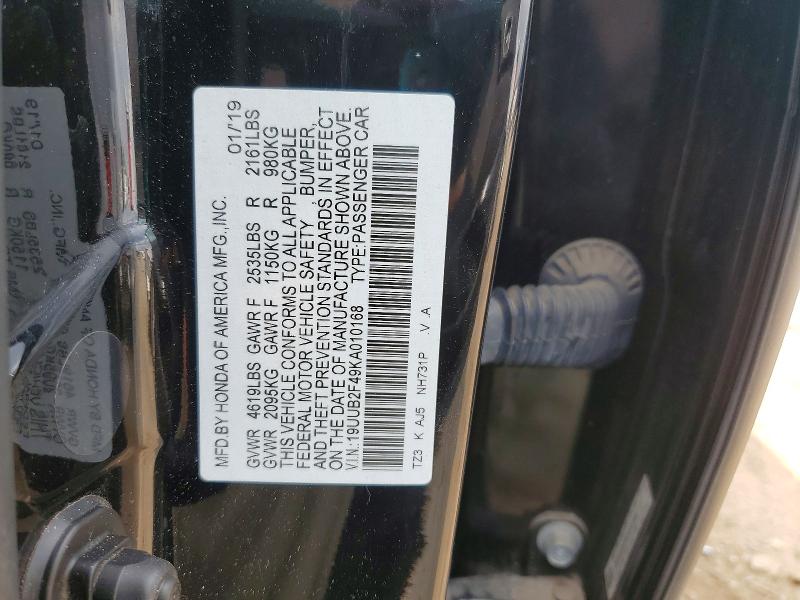 Aukcja sprzedaży 2019 Acura Tlx, vin: 19UUB2F49KA010168, numer aukcji: 62297306