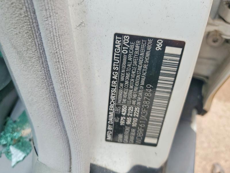 2003 Mercedes-benz C მანქანა იყიდება აუქციონზე, vin: WDBRF61JX3F387849, აუქციონის ნომერი: 60165656