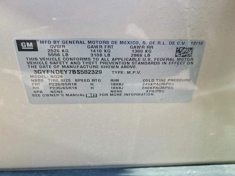 63026536 :رقم المزاد ، 3GYFNDEY7BS582329 vin ، 2011 Cadillac Srx مزاد بيع