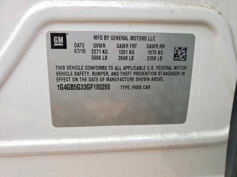 2016 Buick Lacrosse მანქანა იყიდება აუქციონზე, vin: 1G4GB5G33GF100280, აუქციონის ნომერი: 61246536