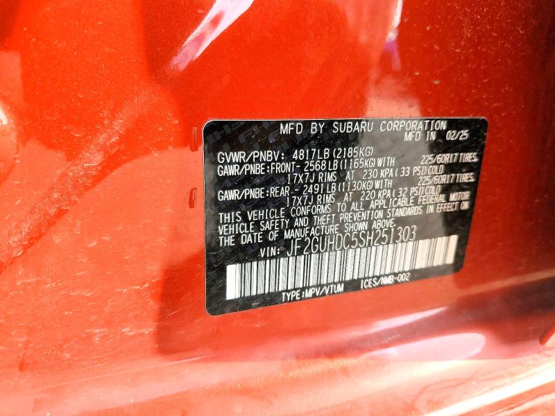 61191696 :رقم المزاد ، JF2GUHDC5SH251303 vin ، 2025 Subaru Crosstrek مزاد بيع