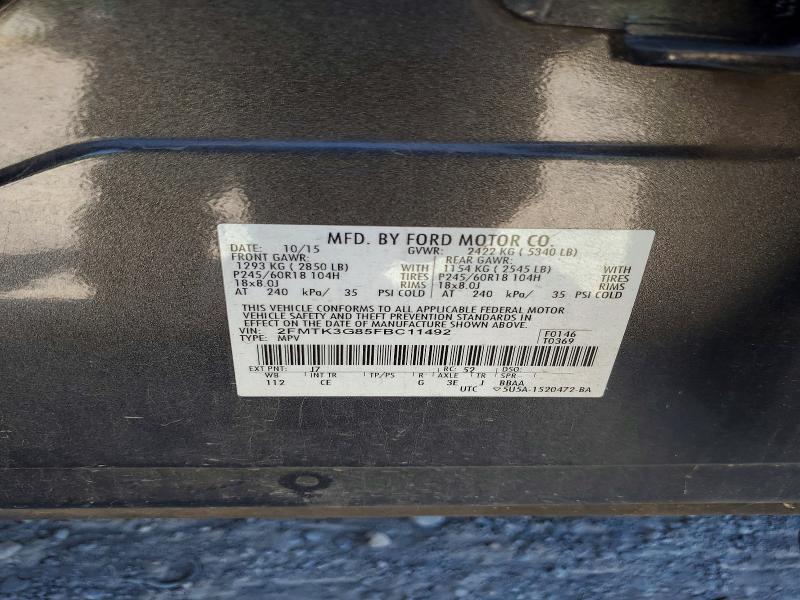 2015 Ford Edge მანქანა იყიდება აუქციონზე, vin: 2FMTK3G85FBC11492, აუქციონის ნომერი: 60426626
