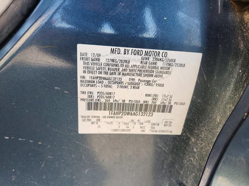 Продаж на аукціоні авто 2010 Ford Taurus, vin: 1FAHP2DW6AG132123, номер лоту: 60170356