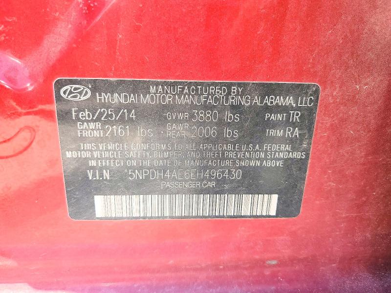 Продажа на аукционе авто 2014 Hyundai Elantra, vin: 5NPDH4AE6EH496430, номер лота: 62665716