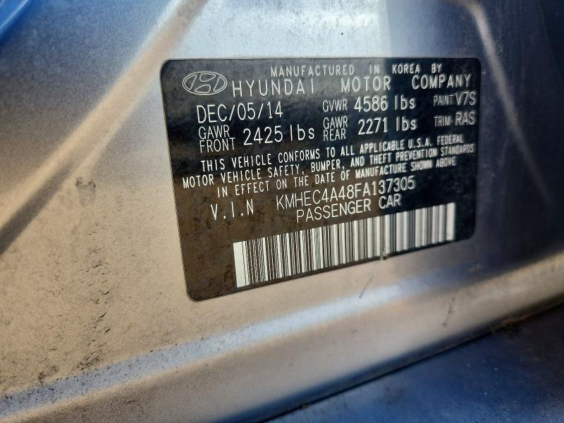 2015 Hyundai Sonata Hybrid მანქანა იყიდება აუქციონზე, vin: KMHEC4A48FA137305, აუქციონის ნომერი: 62884136