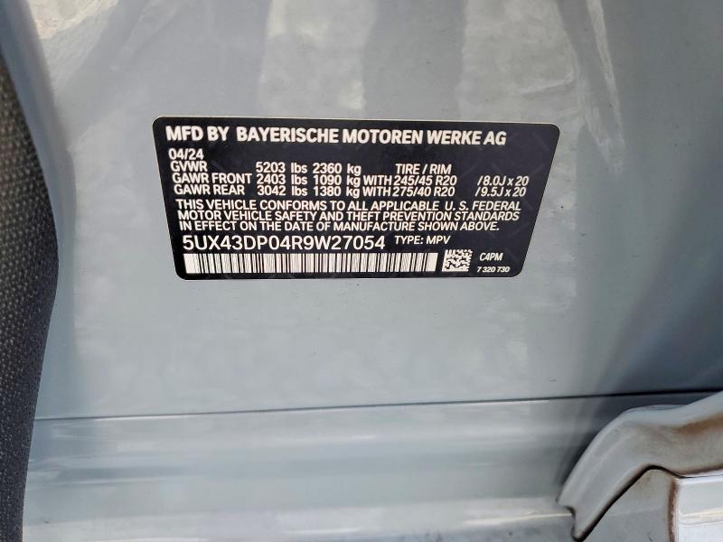 Продажа на аукционе авто 2024 Bmw X3, vin: 5UX43DP04R9W27054, номер лота: 60692706