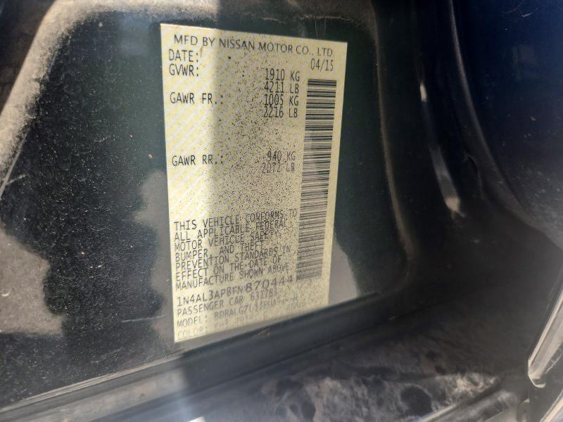 58399616 :رقم المزاد ، 1N4AL3AP8FN870444 vin ، 2015 Nissan Altima مزاد بيع