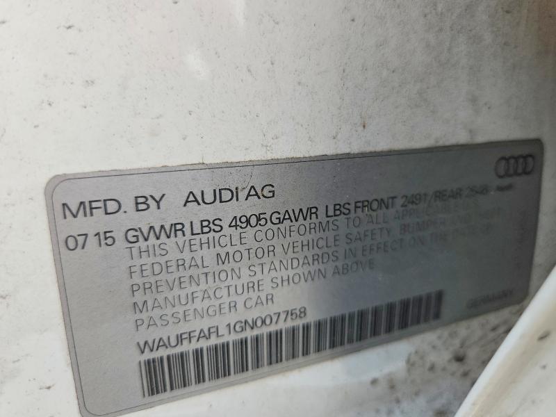 Aukcja sprzedaży 2016 Audi A4, vin: WAUFFAFL1GN007758, numer aukcji: 60440126