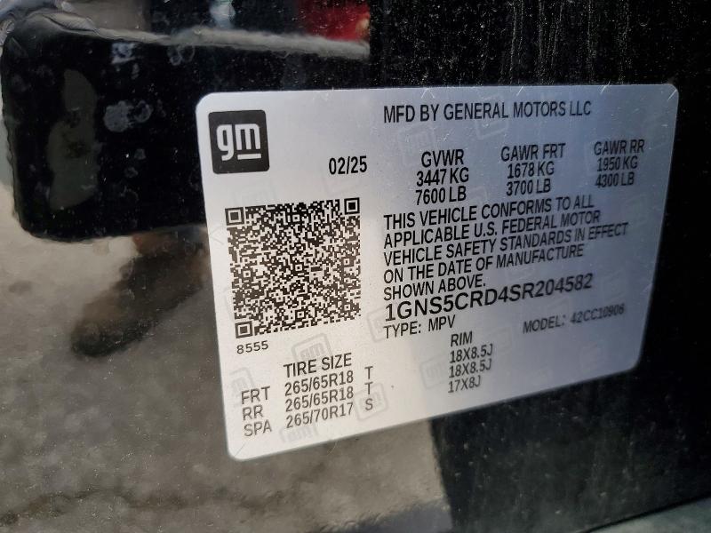 Продаж на аукціоні авто 2025 Chevrolet Suburban, vin: 1GNS5CRD4SR204582, номер лоту: 60747976