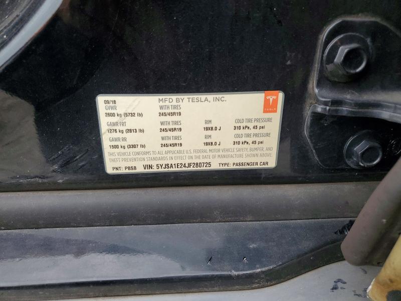 Продаж на аукціоні авто 2018 Tesla Model S, vin: 5YJSA1E24JF280725, номер лоту: 60159206
