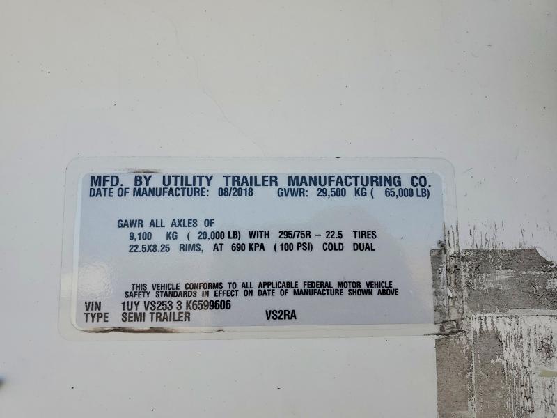 2019 Utility Vs2ra მანქანა იყიდება აუქციონზე, vin: 1UYVS2533K6599606, აუქციონის ნომერი: 62695226