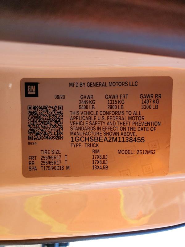 Продаж на аукціоні авто 2021 Chevrolet Colorado, vin: 1GCHSBEA2M1138455, номер лоту: 60864506