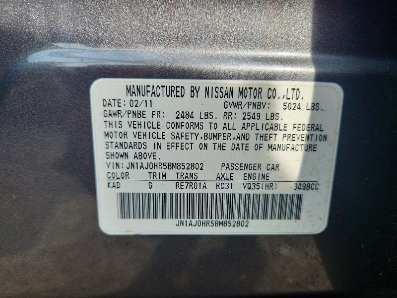 Продажа на аукционе авто 2011 Infiniti Ex35, vin: JN1AJ0HR5BM852802, номер лота: 61845476