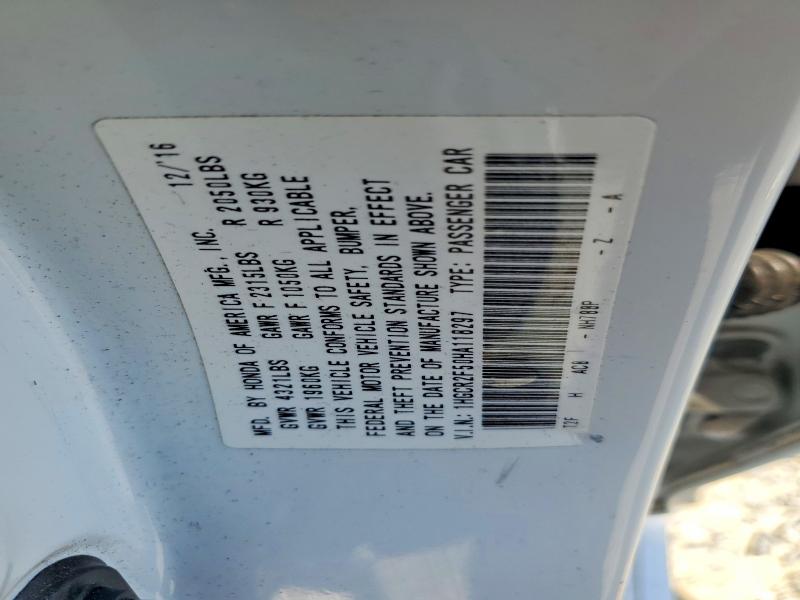 Продаж на аукціоні авто 2017 Honda Accord, vin: 1HGCR2F50HA118297, номер лоту: 60185306