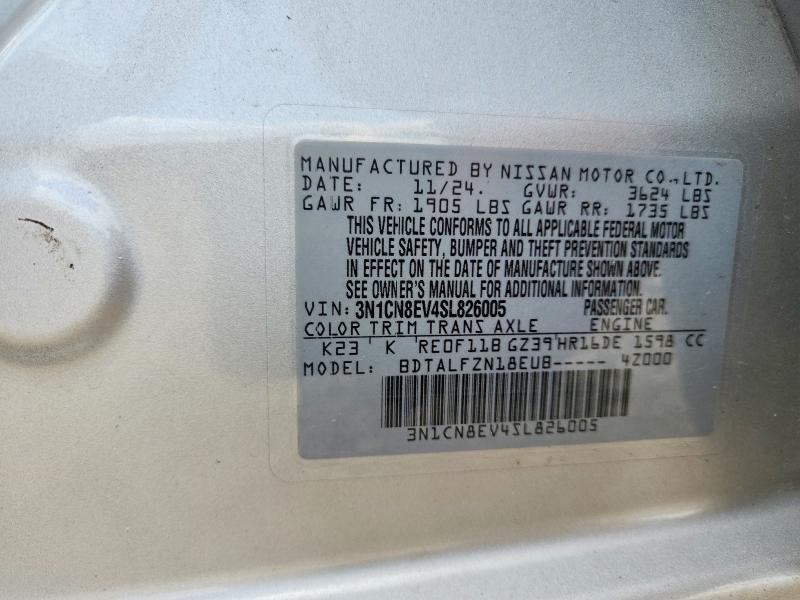2025 Nissan Versa მანქანა იყიდება აუქციონზე, vin: 3N1CN8EV4SL826005, აუქციონის ნომერი: 62321406