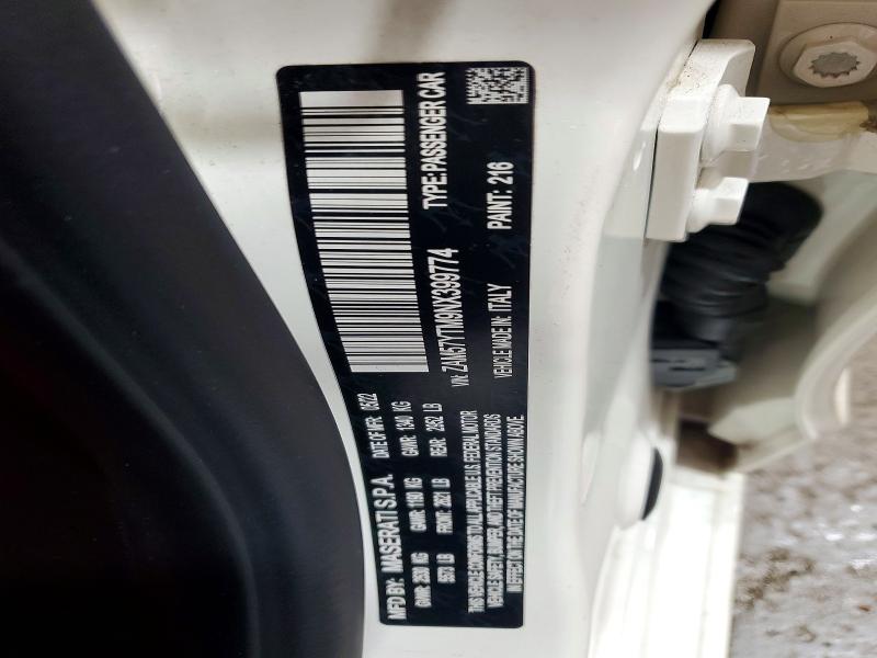 2022 Maserati Ghibli მანქანა იყიდება აუქციონზე, vin: ZAM57YTM9NX399774, აუქციონის ნომერი: 62676416