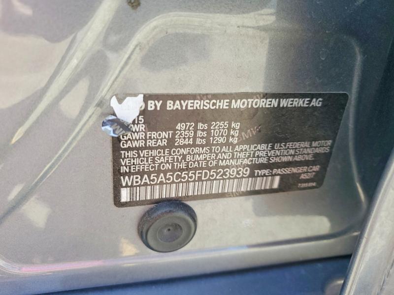 63085466 :رقم المزاد ، WBA5A5C55FD523939 vin ، 2015 Bmw 528 مزاد بيع