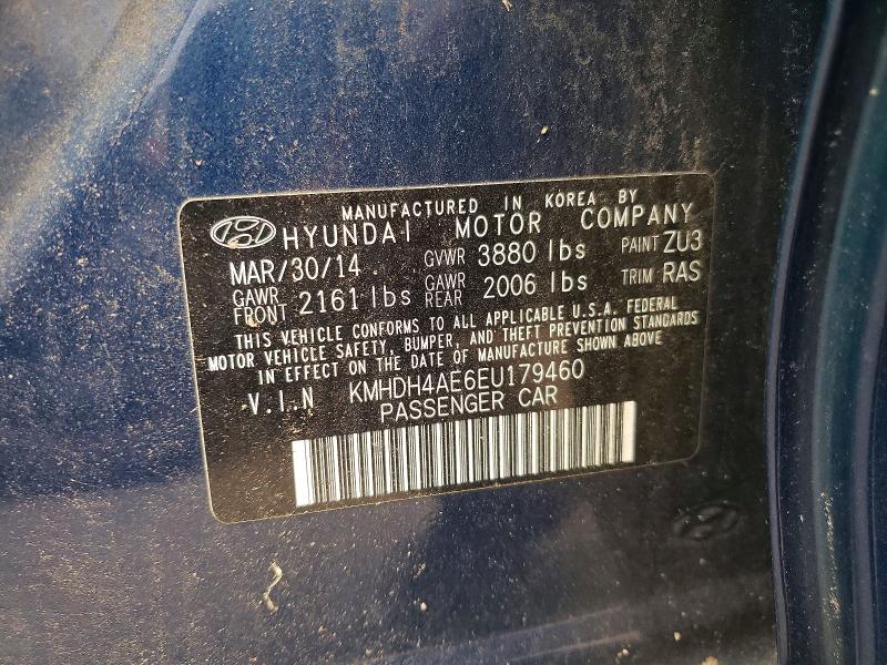 Продажа на аукционе авто 2014 Hyundai Elantra, vin: KMHDH4AE6EU179460, номер лота: 61280026