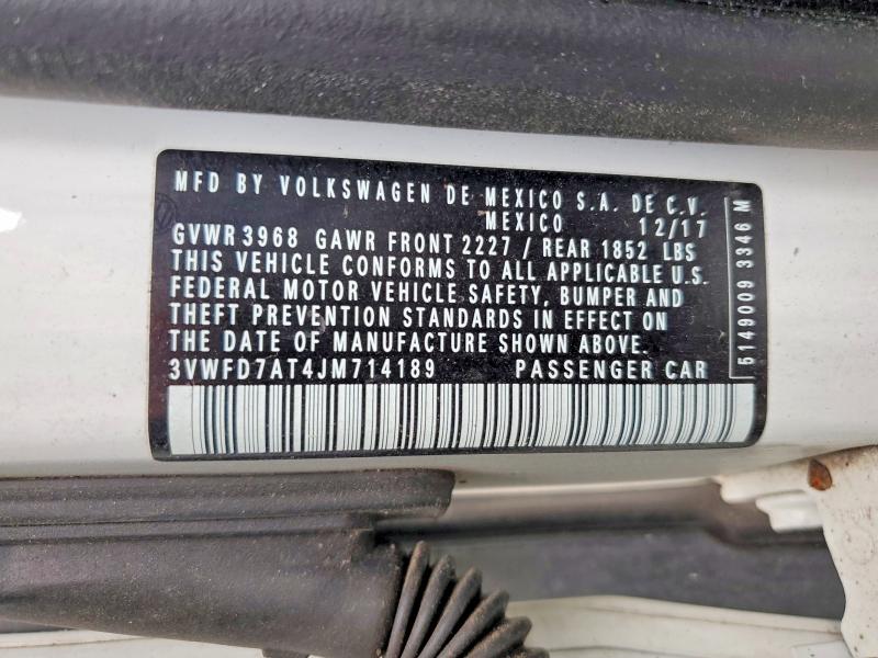 2018 Volkswagen Beetle მანქანა იყიდება აუქციონზე, vin: 3VWFD7AT4JM714189, აუქციონის ნომერი: 62108146