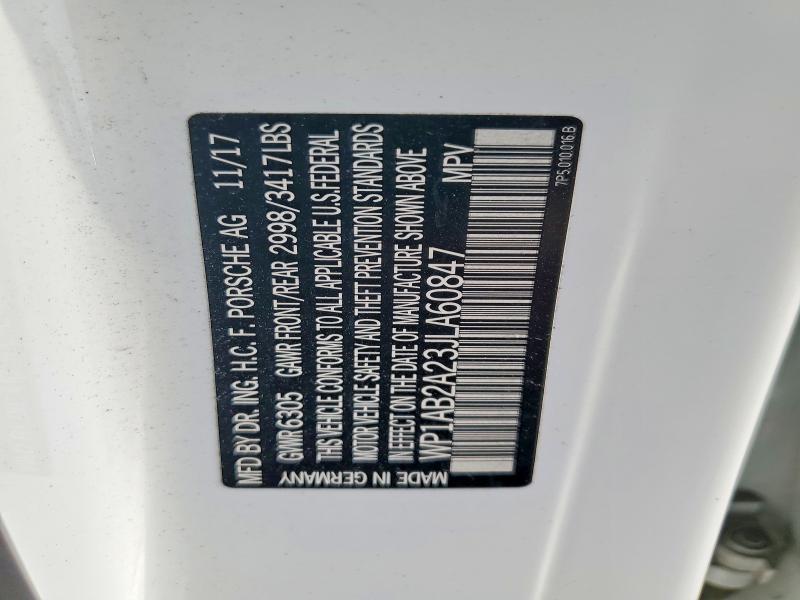 2018 Porsche Cayenne მანქანა იყიდება აუქციონზე, vin: WP1AB2A23JLA60847, აუქციონის ნომერი: 61484066