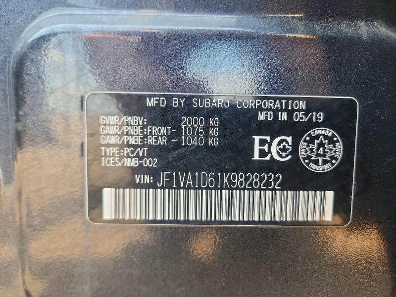 Продажа на аукционе авто 2019 Subaru Wrx, vin: JF1VA1D61K9828232, номер лота: 62324596