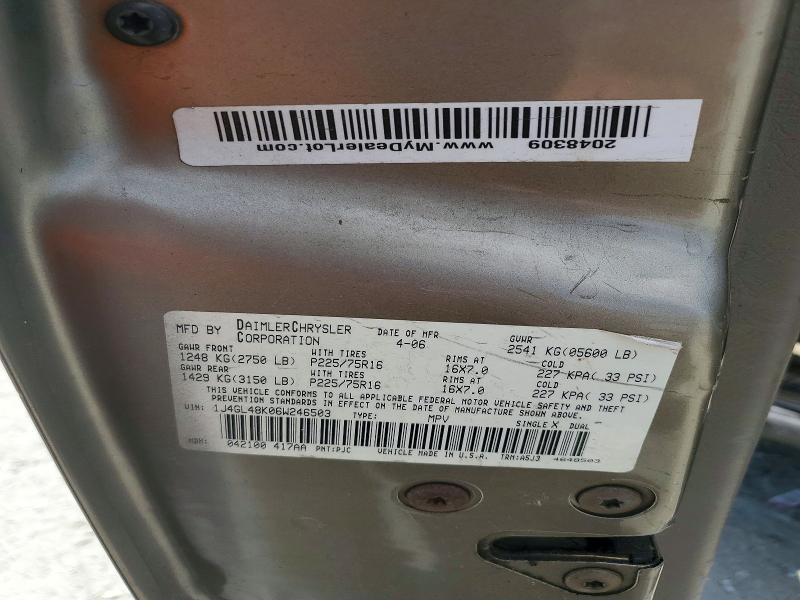 60251916 :رقم المزاد ، 1J4GL48K06W246503 vin ، 2006 Jeep Liberty مزاد بيع