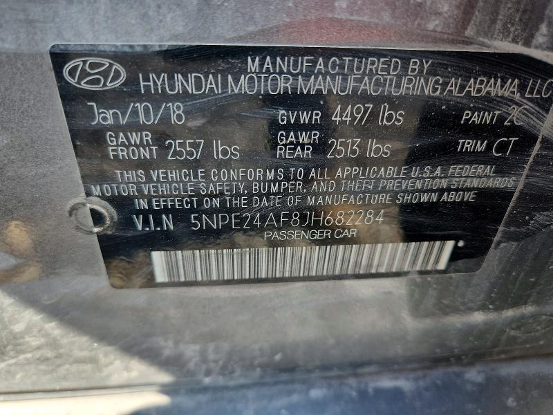 2018 Hyundai Sonata მანქანა იყიდება აუქციონზე, vin: 5NPE24AF8JH682284, აუქციონის ნომერი: 59318156