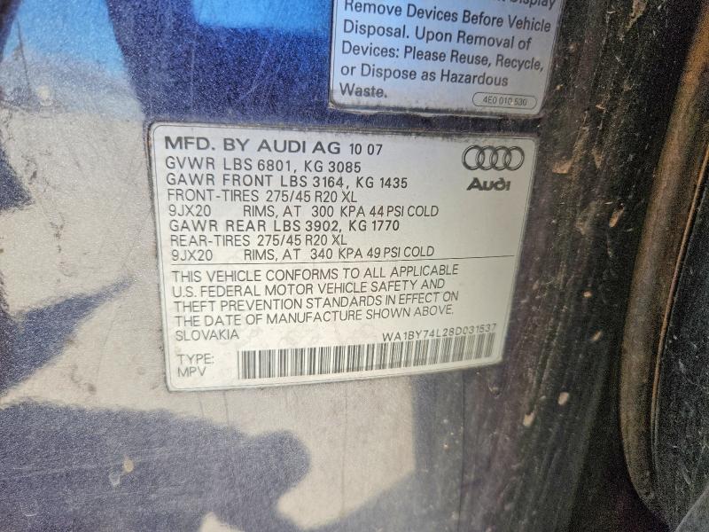 Продаж на аукціоні авто 2008 Audi Q7, vin: WA1BY74L28D031537, номер лоту: 62612776