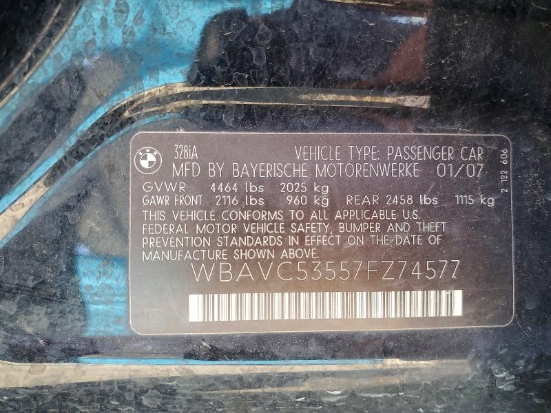 Aukcja sprzedaży 2007 Bmw 328, vin: WBAVC53557FZ74577, numer aukcji: 62357986