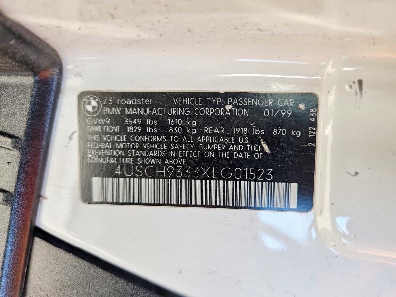 61355496 :رقم المزاد ، 4USCH9333XLG01523 vin ، 1999 Bmw Z3 مزاد بيع