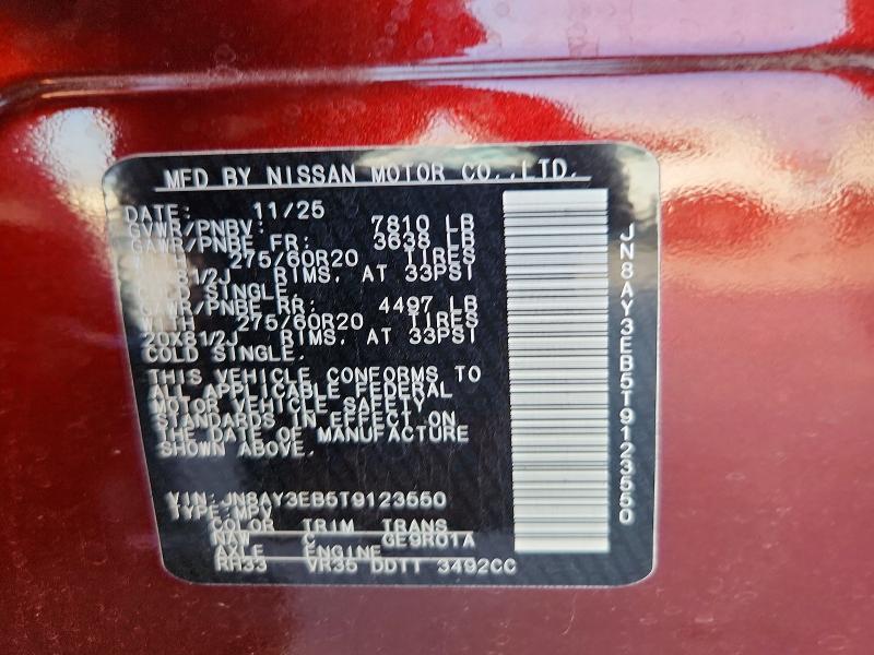 Aukcja sprzedaży 2026 Nissan Armada, vin: JN8AY3EB5T9123550, numer aukcji: 62602636