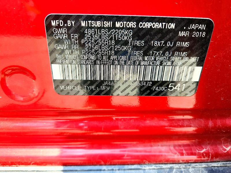 Продажа на аукционе авто 2018 Mitsubishi Outlander, vin: JA4AZ3A32JZ053472, номер лота: 59154956