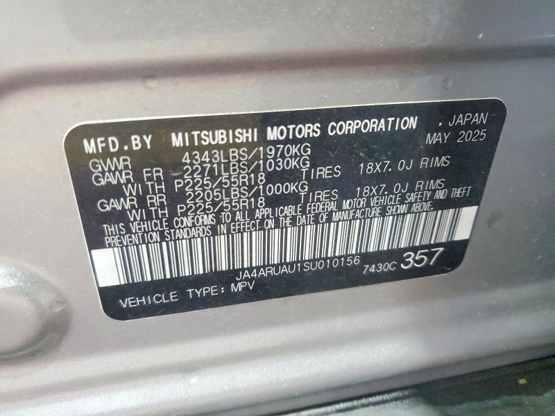 2025 Mitsubishi Outlander Sport მანქანა იყიდება აუქციონზე, vin: JA4ARUAU1SU010156, აუქციონის ნომერი: 62613296