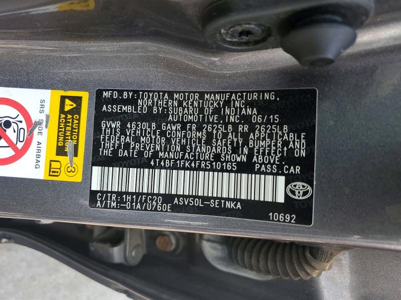 Продаж на аукціоні авто 2015 Toyota Camry, vin: 4T4BF1FK4FR510165, номер лоту: 62231346