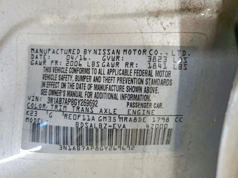 59324586 :رقم المزاد ، 3N1AB7AP8GY269692 vin ، 2016 Nissan Sentra مزاد بيع
