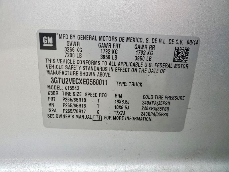 Продажа на аукционе авто 2014 Gmc Sierra, vin: 3GTU2VECXEG560011, номер лота: 60469096