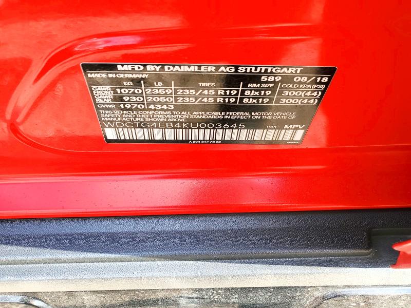 Продаж на аукціоні авто 2019 Mercedes-benz Gla, vin: WDCTG4EB4KU003645, номер лоту: 62501456