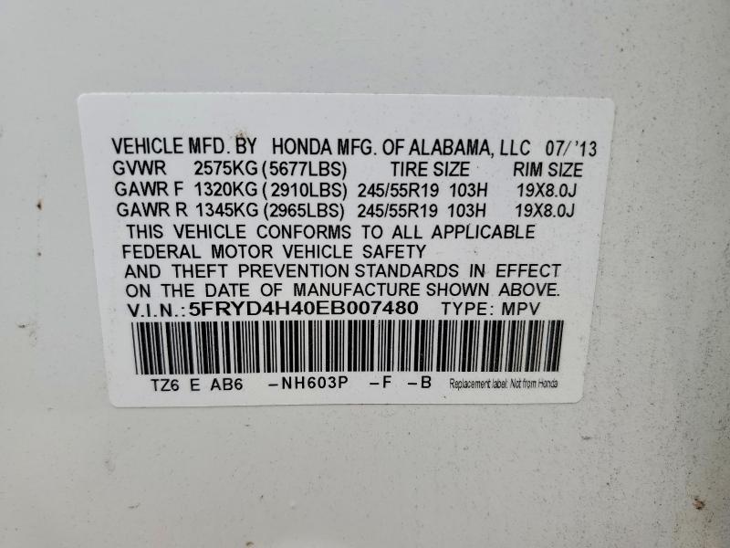 2014 Acura Mdx მანქანა იყიდება აუქციონზე, vin: 5FRYD4H40EB007480, აუქციონის ნომერი: 62135566