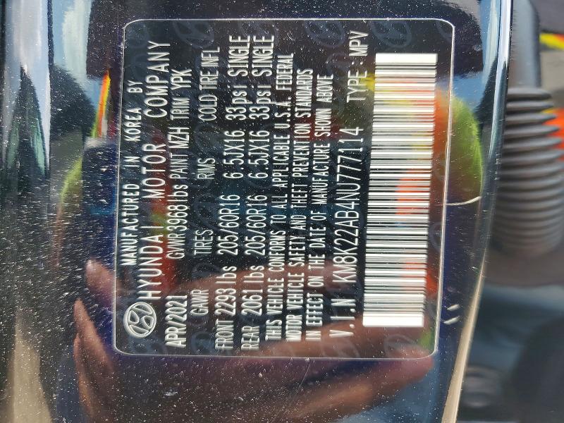 2022 Hyundai Kona მანქანა იყიდება აუქციონზე, vin: KM8K22AB4NU777114, აუქციონის ნომერი: 62330886