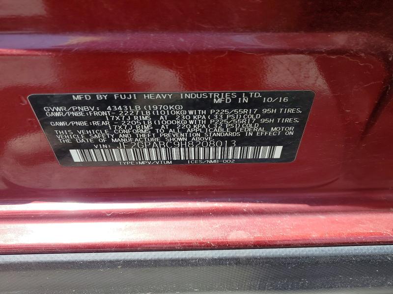 Продаж на аукціоні авто 2017 Subaru Crosstrek, vin: JF2GPABC9H8208013, номер лоту: 59371416