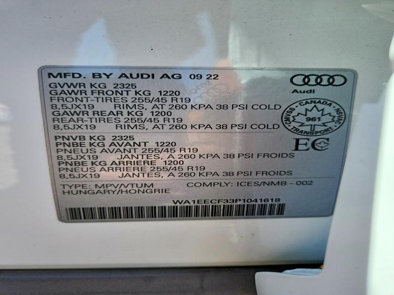 Продажа на аукционе авто 2023 Audi Q3, vin: WA1EECF33P1041618, номер лота: 95587905